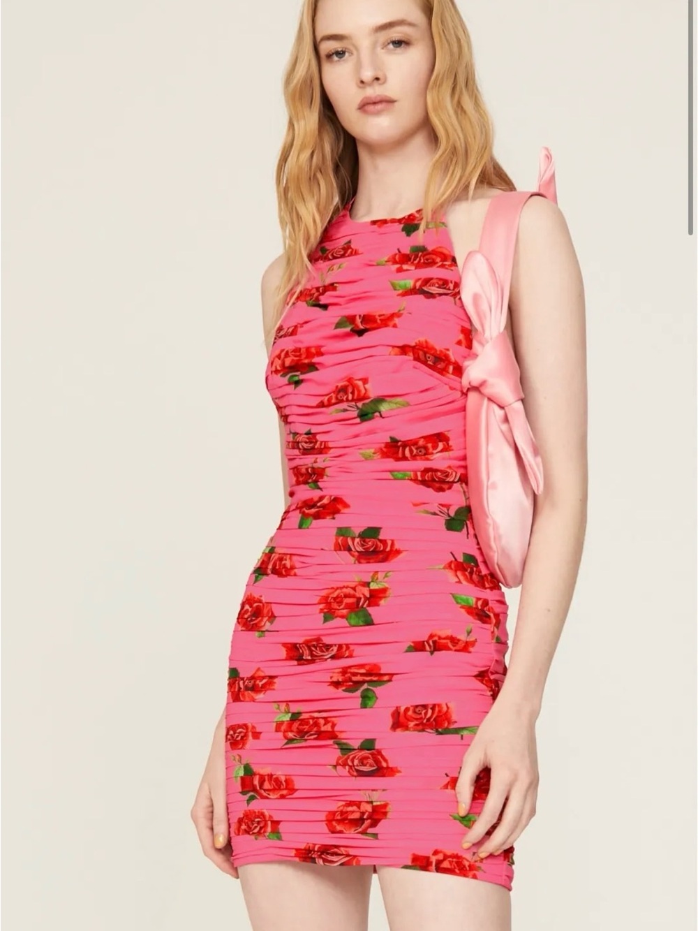 Pink Floral Ruched Slip Dress - Picture 3 of 13